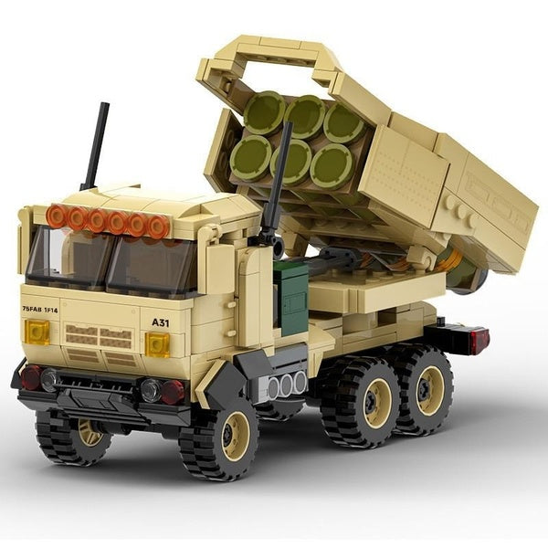 WW2 Military Model Series US M142 High Mobility Artillery Rocket System Building Blocks Bricks Toys Gifts
