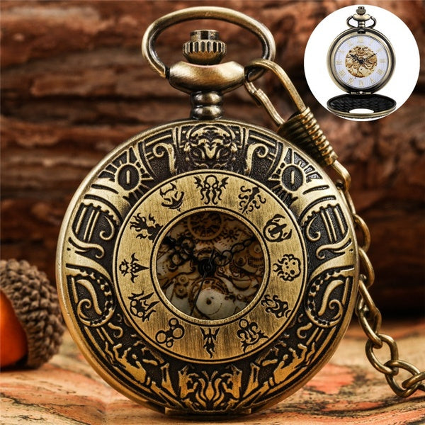 Antique montre de poche à l'ancienne mode Vintage cadran à engrenages Quartz analogique montre de poche pour hommes femmes numéro romain cadran pende