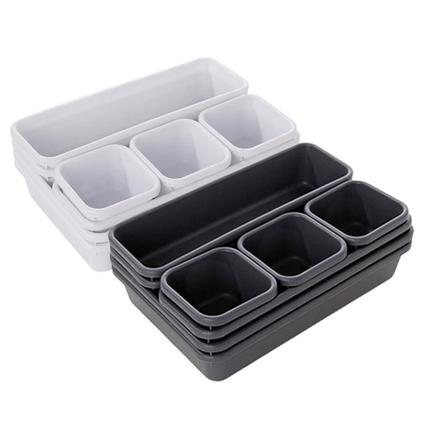 8pcs-set Organizer Box Trays Home Storage Kitchen Bathroom Closet Desk Box Drawer Organization Tray Cutlery Cosmetics Storage