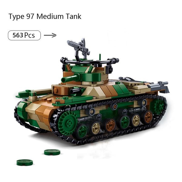 WW2 Military Model Japanese Type 97 Medium Tank Collect Ornaments Building Blocks Bricks Toys Gifts