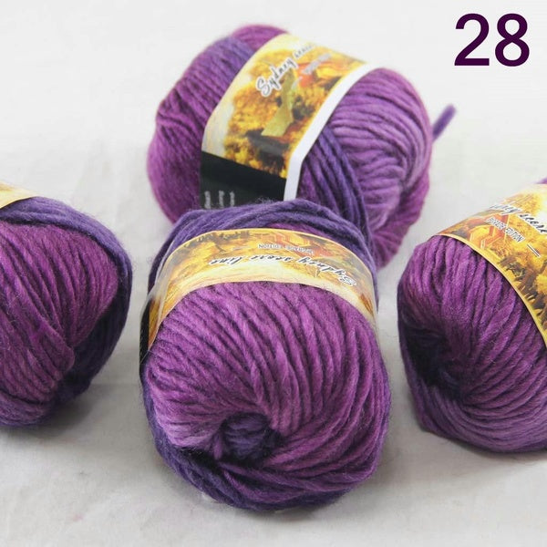 New Sale 4 BallsX50g Rainbows Colorful 100% Wool Chunky Knit Yarn Crocheting Scarves and Shawls Purple Plum lilac 828 Professional sales of yarn, pl