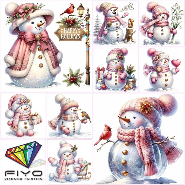 FIYO Christmas Snowman DIY 5D Diamond Painting Full Drill with Number Kits Home and Kitchen Fashion Mosaic Diamond Painting Canvas Wall Decoration Gi
