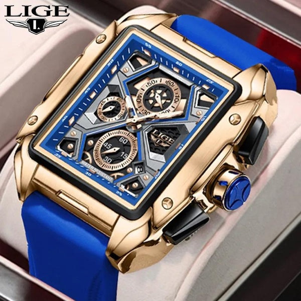 2023 nouveaux hommes montres LIGE Top marque de luxe étanche Quartz montre carrée pour hommes Date Sport creux horloge mâle Relogio Masculino