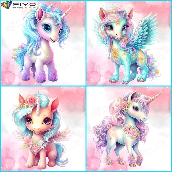FIYO DIY 5D Unicorn Diamond Painting Full Drill with Number Kits Home and Kitchen Fashion Mosaic Diamond Painting Canvas Wall Decoration Gift Crafts