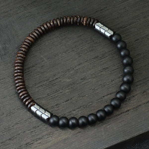 Nouveau Bracelet de perles de noix de coco hommes 6mm naturel bleu grès yeux de tigre pierre Braclet Chakra énergie Braslet Yoga bois Brazalete