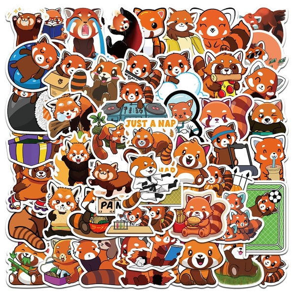 10-50Pcs-set Cute Animal Red Panda Stickers Lesser Panda Ailurus Fulgens Graffiti Stickerfor DIY Luggage Laptop Skateboard Motorcycle Bicycle Sticker
