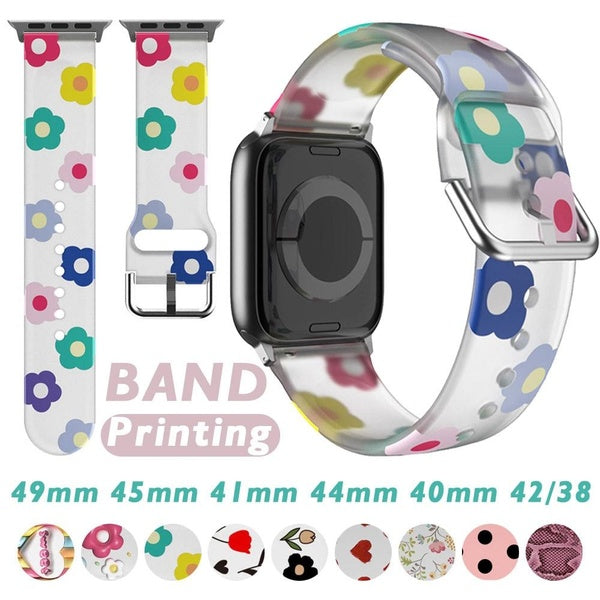 LEIXIUER Silicone Band Strap for Smart Watch Ultra 2-Ultra 49mm 9 8 7 45mm 41mm Printed Women Accessories Bracelet for SmartWatch Series 6 5 4 3 2 1