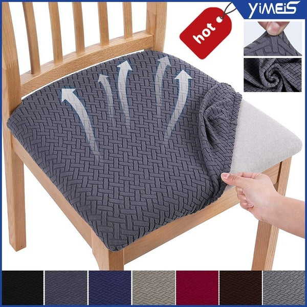 1-2-4 Pack Stretch Chair Seat Covers Removable Washable Anti-Dust Dinning Room Chair Seat Cushion Slipcovers