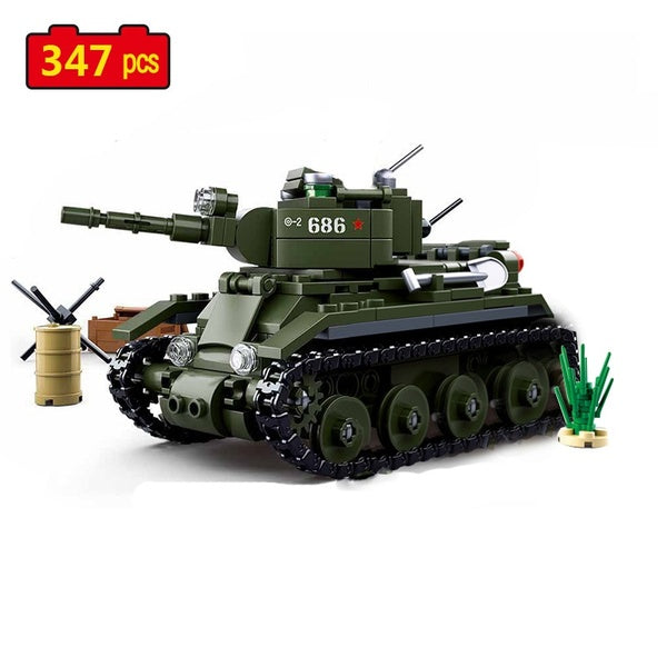 Série militaire guerre mondiale force blindée soviétique BT-7 char de cavalerie légère bricolage modèle blocs de construction jouets