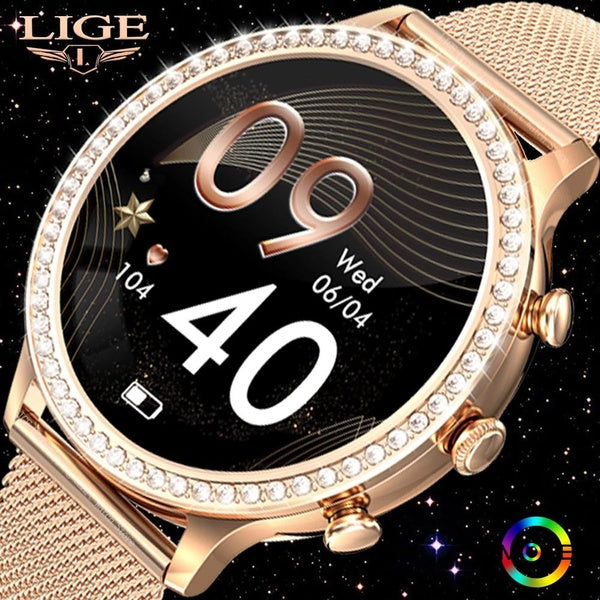 LIGE Newest Fashion Smart Watch for Ladies Bluetooth Call Smart Bracelet Heart-rate Blood Pressure Monitor Multi-Sport Bracelet DIY Custom Dial Water