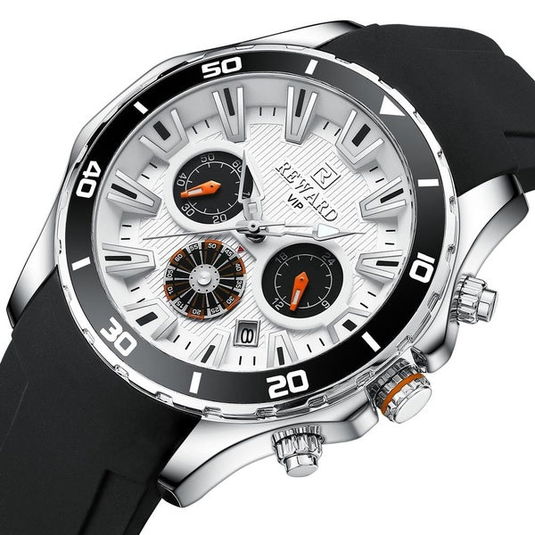 RÉCOMPENSE Nouvelle Montre Pour Hommes De Luxe Quartz Sport Chronographe Lumineux Étanche Bracelet En Silicone Montre-Bracelet Hommes Mode Style Horl