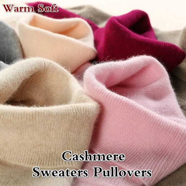 Warm Soft Wool Pure Cashmere Sweaters and Pullovers for Women Autumn Winter Turtleneck Pull Female Elastic Wool High Neck Knitting Sweaters Plus Size