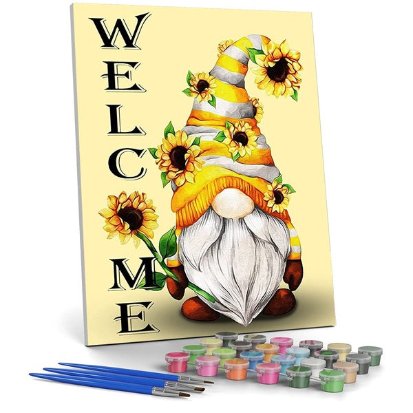 Sunflowers and Santa FIYO Diy Paint by Numbers Kits for Adults and Kids Beginner on Canvas Fashion Oil Painting Wall Art for Gift( No Frame )