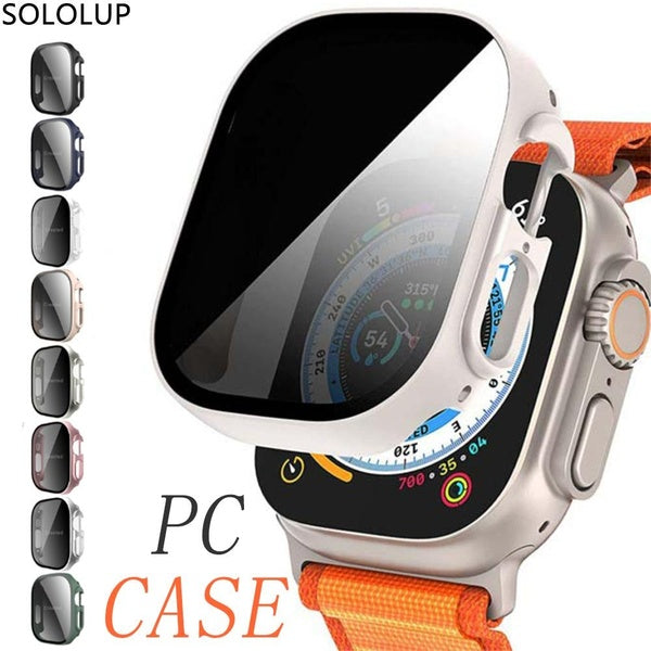 SOLOLUP PC Case+Anti-Spy Screen Protector for Apple Watch Ultra 49mm for IWatch Series 8 SE 7 6 5 4 45mm 41mm 44mm 40mm, Tempered Glass Film Private