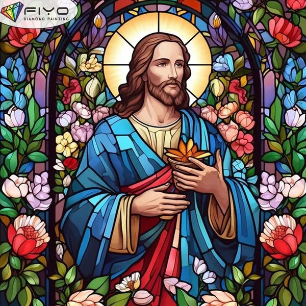 FIYO DIY 5D Religion Diamond Painting Full Drill with Number Kits Home and Kitchen Fashion Mosaic Diamond Painting Canvas Wall Decoration Gift Crafts