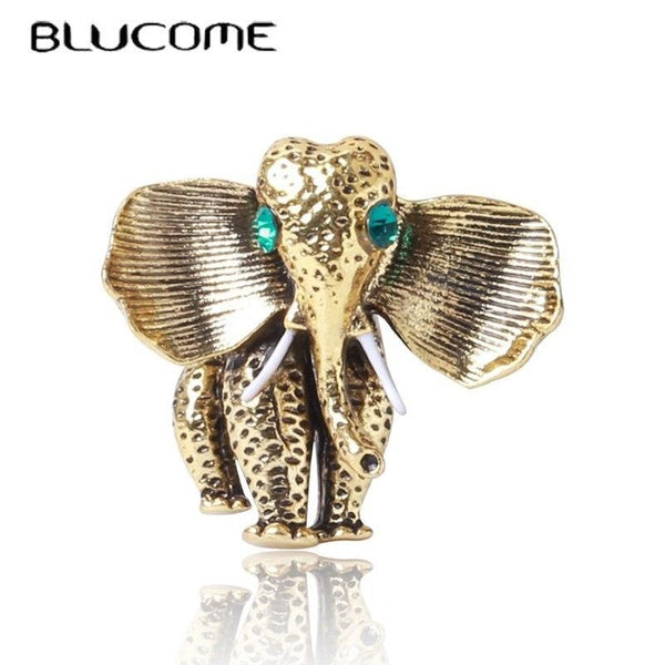 Blucome Fashion Elephant Nose Brooch for Women Party Coat Scarf Retro Alloy Animal Pins Jewelry Accessories Matron Inn