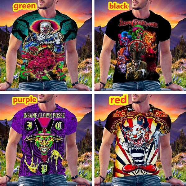 T-shirt imprimé en 3D pour homme, personnalité, mode, clown fou, Posse, Icp, Joker, cartes