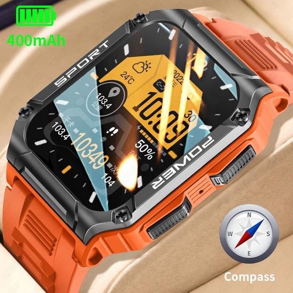 2023 LIGE Montre Intelligente avec Fonction Boussole Hommes Femmes 1.95 '' Carré HD Plein Écran Tactile Bracelet Fitness Sport Silicone Bracelet Blue