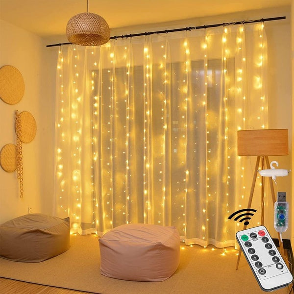 LED Fairy Curtain Lights,Remote Control Wall Flashing Hanging Lights,Bedroom Party Wedding Decoration,Home Decor Lighting,Indoor Outdoor Christmas Ha