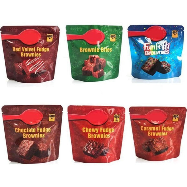 50-100pcs Canna Butter Chocolate Edibles Packaging Bags 600mg Resealable Polyester Film Smell-proof Candy Food Storage Bag 12.5x12.5+2.5cm