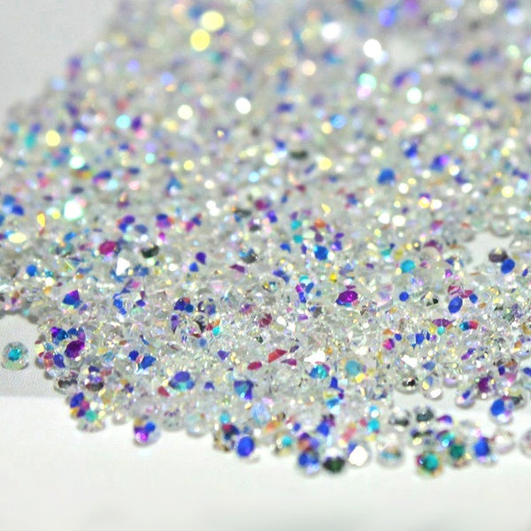 Newly 1.0 to 1.6mm 1440pcs AB Chaton Glass pixie Nail Art Rhinestone Micro Manicure Decoration Tiny Mini Rhinestones