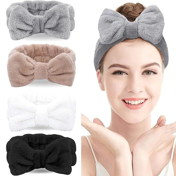 Spa Headband Bow HairBand Women Facial Makeup Head Bands Soft Coral Fleece Headwraps For Shower Washing Face Hair Accessories Matron Inn
