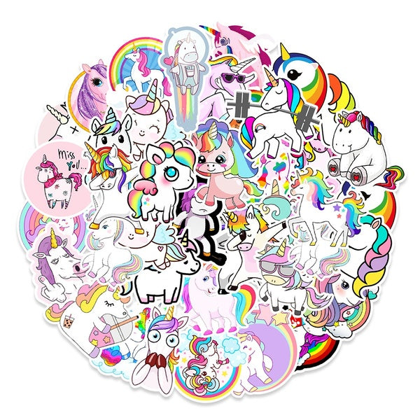 15-50PCS unicorn cute cartoon graffiti stickers water cup computer refrigerator mobile phone decoration children's handbook skateboard helmet sticker