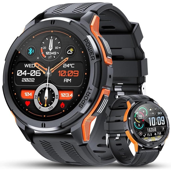 Smart Watches for Men, 1.43" HD Touch Screen Military Smart Watches for Men, 5ATM Waterproof Smart Watch for Android iOS, 123 Sports Moeds Fitness Tr