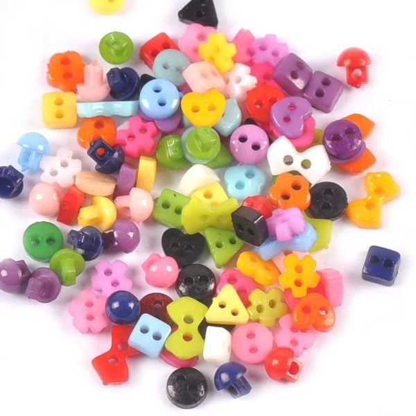 100 pièces multicolore mélange forme Mini boutons de résine pour vêtements de bricolage accessoires de couture vêtements artisanat Scrapbooking envir