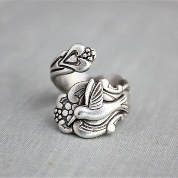Vintage Hummingbird Women Ring Fashion S925 Sterling Silver Adjustable Ring Jewelry Accessories Matron Inn