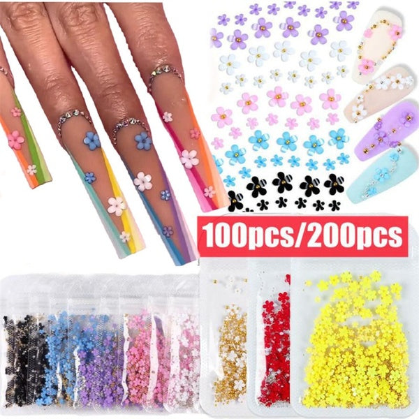 100pcs-200pcs Flowers Metal Bead Nail Charms