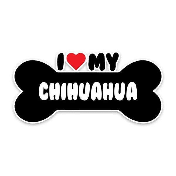 15*7.1CM I Heart My Chihuahua Bone PVC Car Bumper Car Sticker Decals