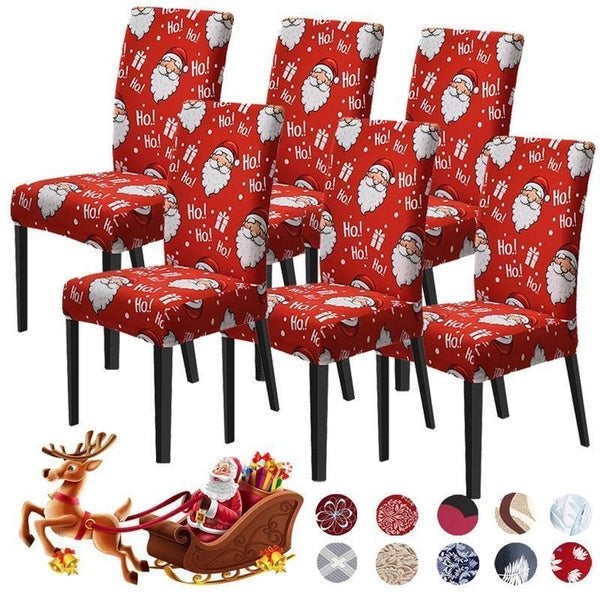 Christmas Chair Covers,Stretch Spandex Dining Room Chair Slipcovers,Removable Washable Kitchen Chair Covers Protector for Dining Room,Hotel,Ceremon