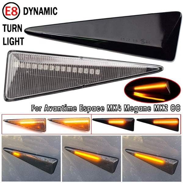 2pcs for Renault MK4 Vel Satis Wind Avantime Megane 2 Scenic 2 Espace 4 Car Dynamic LED Side Marker Turn Signal Canbus Light