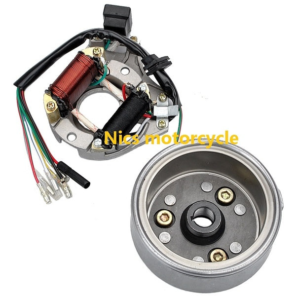 Motorcycle coil Magneto Stator Plate and Roller Flywheel for Scooter Pit Bike50-70-110cc 125cc