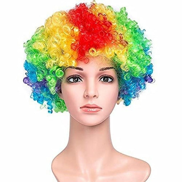 1pc Funny Clown Curly Afro Wigs, Rainbow Wig Colorful Clown Wig,Crazy Afro Wig 70's 80's Disco Theme For Little Youth Adult Women Men's Party Hallowe