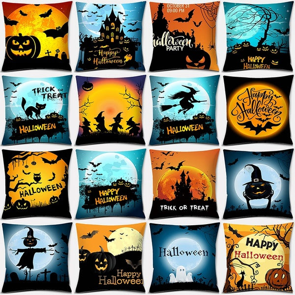 Halloween pumpkin series pattern pillowcase square pillowcase home office decoration (45cm*45cm)