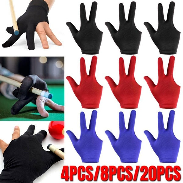 20 pièces-8 pièces-4 pièces 3 doigts gants de piscine, gants de billard gauche et droite gants de spectacle gant de queue de billard pour tireur Caro