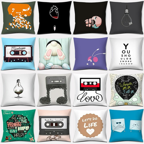 Pure Colour Cartoon Series Pillow Gift Home Office Decoration Pillow Bedroom Sofa Car Cushion Cover Pillowcase (45 cm * 45 cm)