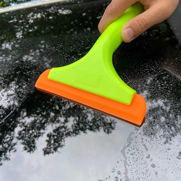 Super Flexible Silicone Squeegee, Auto Water Blade, Water Wiper, Shower Squeegee, 5.9'' Blade and 7.5'' Long Handle, for Car Windshield, Window, Mirr