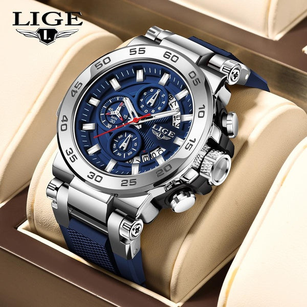 LIGE 2024 Nouvelles Montres Pour Hommes Top Marque De Luxe Silicone Étanche Chronographe Montres De Sport Numériques Montres À Quartz Mode Relogio