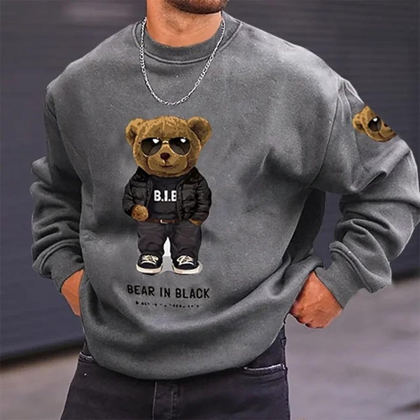 New Funny Bear Hoodie Bear Clothing Casual Hooded Men's Fashion Sweatshirt Fleece Oversized Loose Streetwear