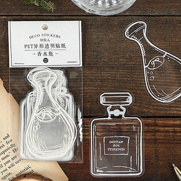 30Pcs 3 Styles Kawaii Stationery Stickers Glassware Diary Planner Decorative Mobile Stickers Scrapbooking DIY Craft Stickers