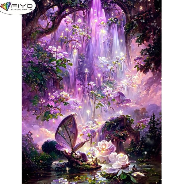 FIYO DIY 5D Wonderland Diamond Painting Full Drill with Number Kits Home and Kitchen Fashion Mosaic Diamond Painting Canvas Wall Decoration Gift Craf