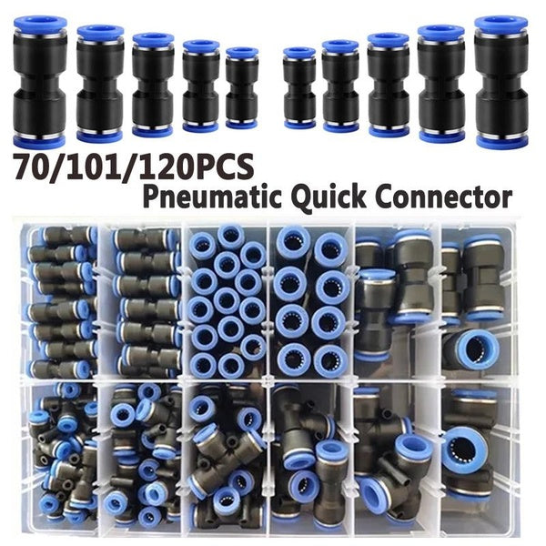 120-101-35-24PCS 4-6-8-10-12-16mm Pneumatic Quick Connectors Fittings Tube Straight Push in Connectors Air Tube Joint Coupler