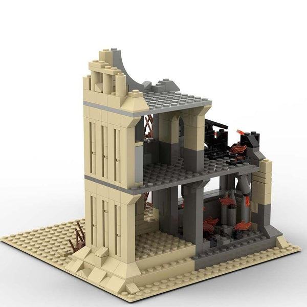 WW2 Military Model Ruin Building Soldier Training Base DIY Parts Building Blocks Bricks Toys Gifts