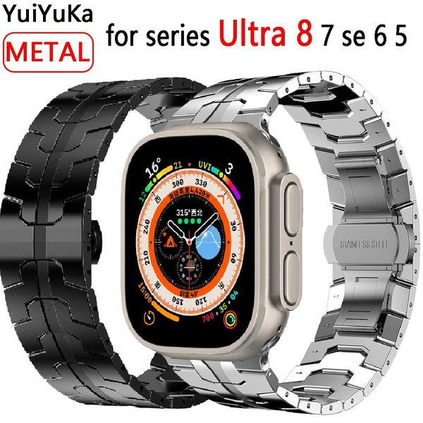 YuiYuKa Bracelet réglable en métal de luxe pour smartWatch Band Ultra 49 mm 8 7 41 mm 45 mm Bracelet en acier inoxydable tendance pour iWatch Series