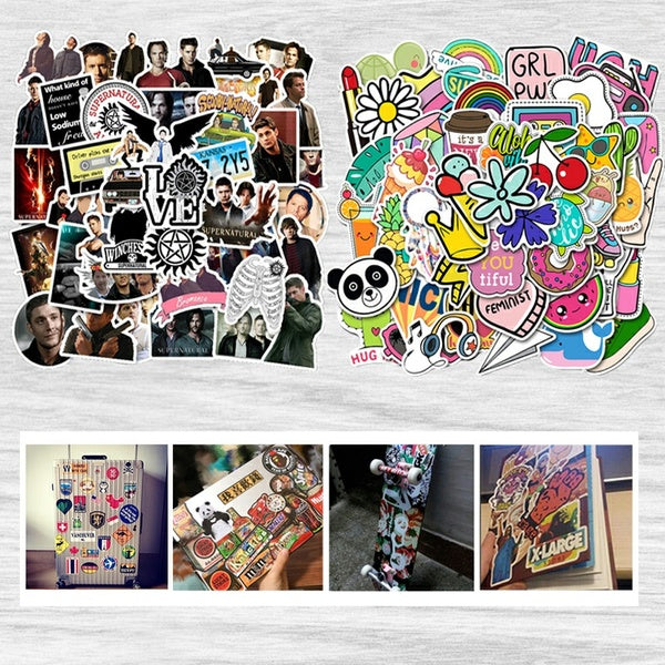 50 pcs supernatural-Small fresh sticker-Graffiti sticker laptop sticker refrigerator suitcase skateboard guitar decals draw personalized waterproof's