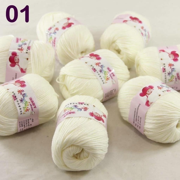 Sale new 8ballsX50g Baby Cashmere Silk Wool Children hand knitting Yarn white 01 Professional sales of yarn, please pay attention to the store can ha