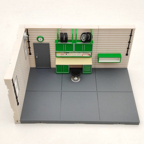 1:43 Scale Aurora Garage Diorama Scene Model Maintenance 1Set Green Toys Gifts (not include model cars)